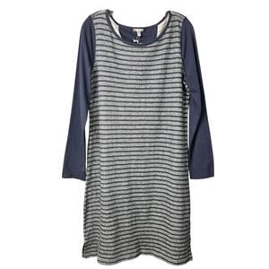 Talbots Striped Raglan Shift Dress Blue